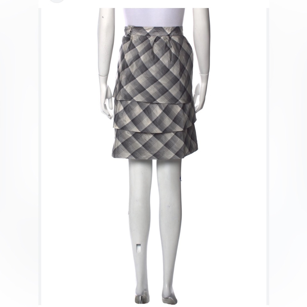 Lela Rose silk knee length skirt Us2 tiered ruffle